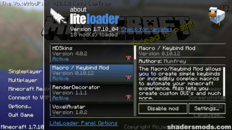 Liteloader Mod 1.12.2 → 1.11.2 (Lightweight Mod Loader)