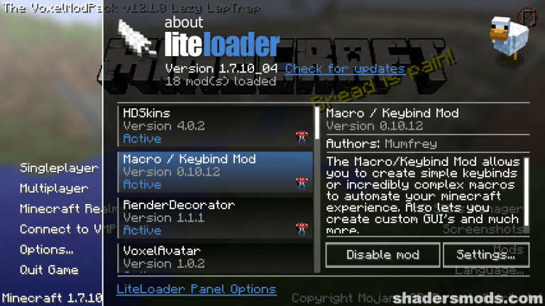 Liteloader Mod 1.12.2 → 1.11.2 (Lightweight Mod Loader) — Shaders Mods