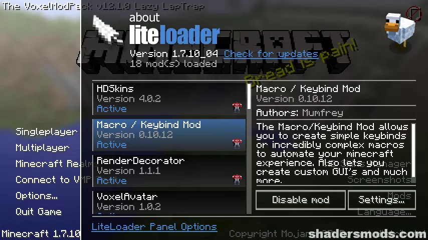 Liteloader Mod 1.12.2 → 1.11.2